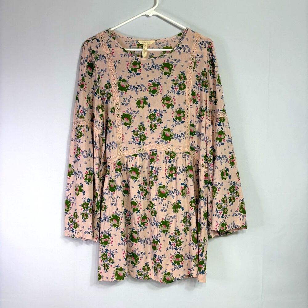 Matilda Jane Blush Pink Tunic with Green & Blue Floral Design Size Medium NN0774